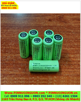 Pin sạc 1.2v 2/3AAA350mAh, Pin sạc công nghiệp NiMh 2/3AAA 350mAh 1.2v, Cell Pin Grepow NiMh 2/3AAA350mAh 1.2v